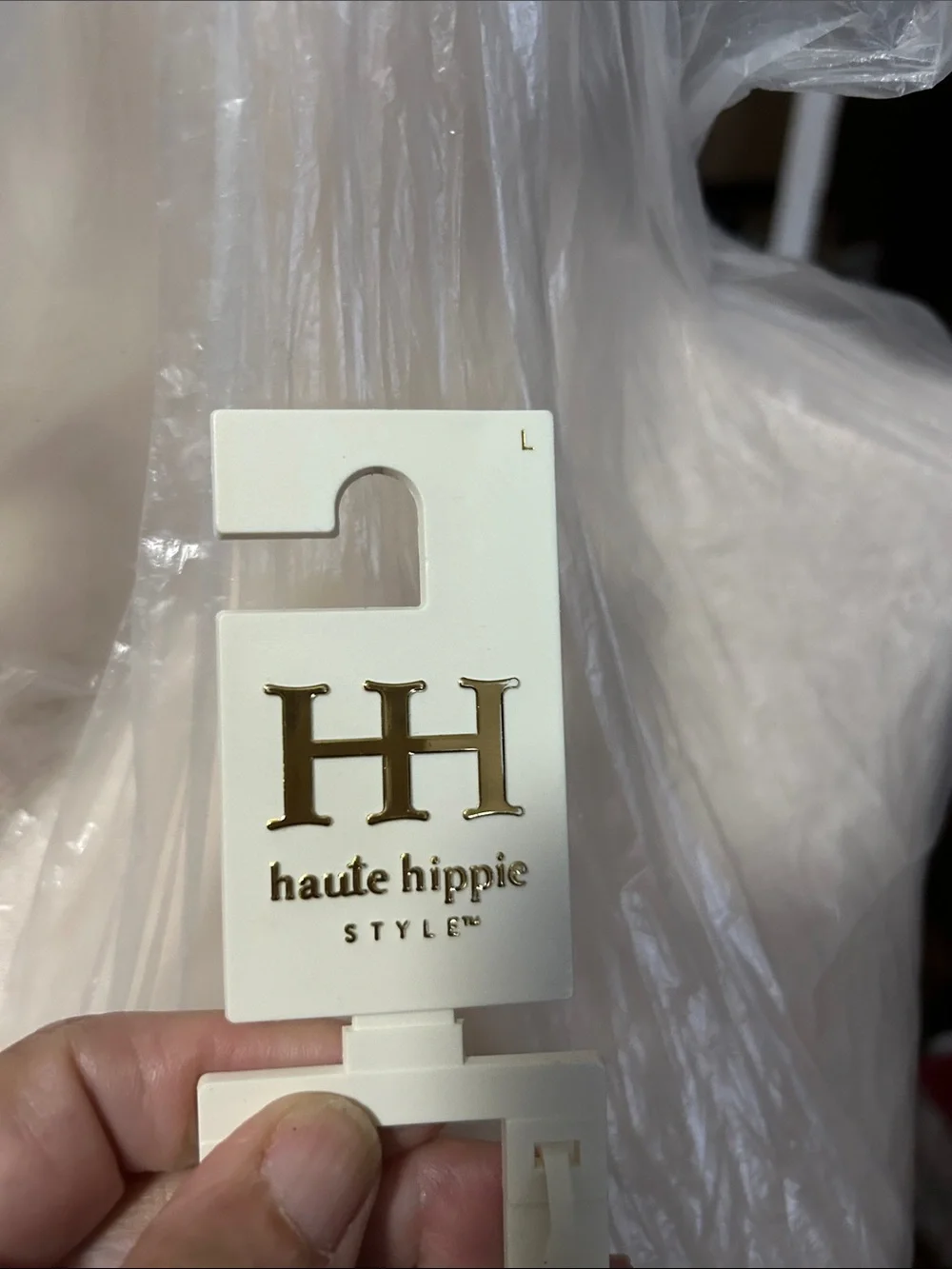 Haute Hippie White Tag with Gold Logo size large  set of 2 nwt